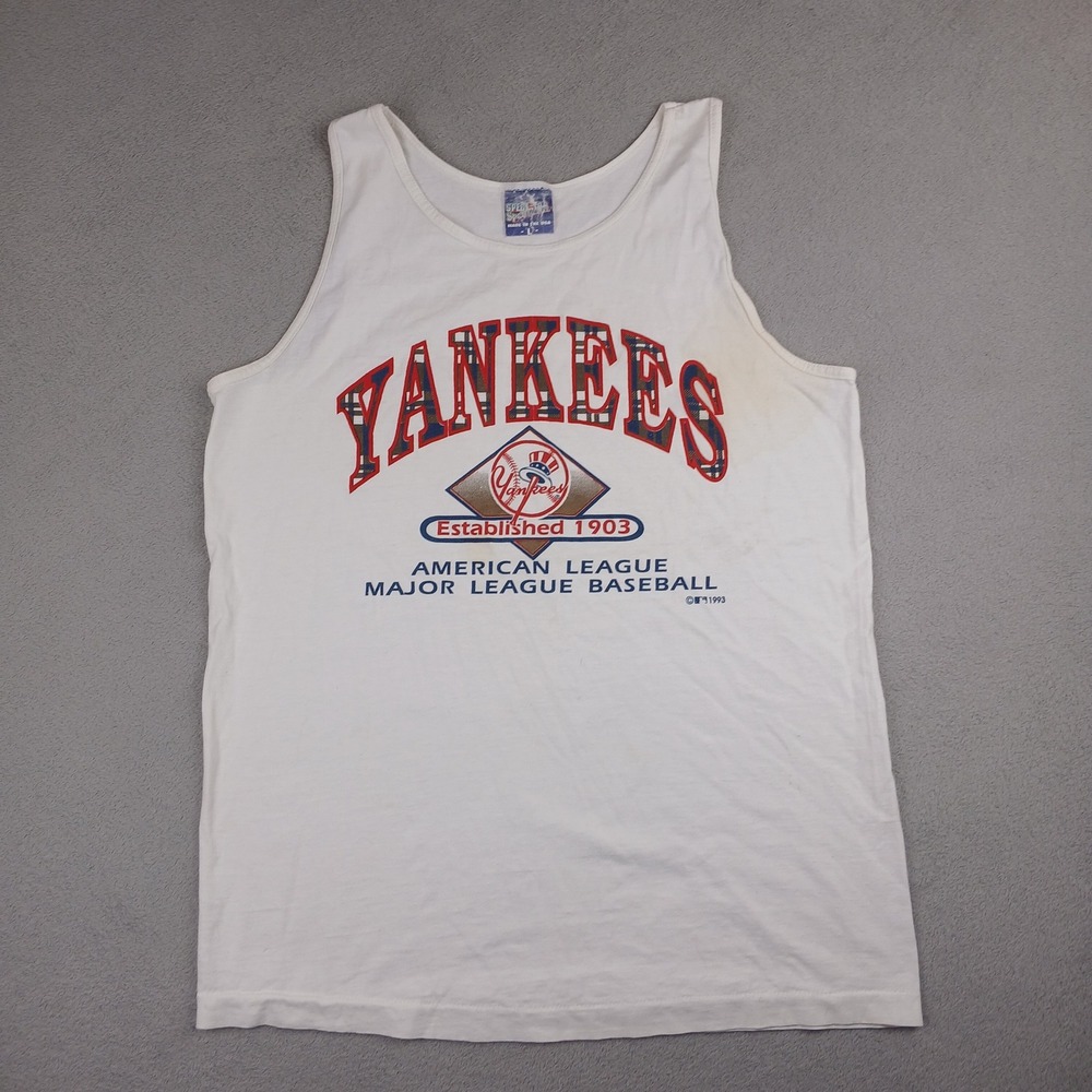 Vintage Yankees Spectator Sportswear Tank Top Mens L White 1993 MLB Baseball USA